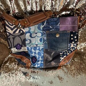 Coach Patchwork Shoulder Bag - Blue, Purple, Brown